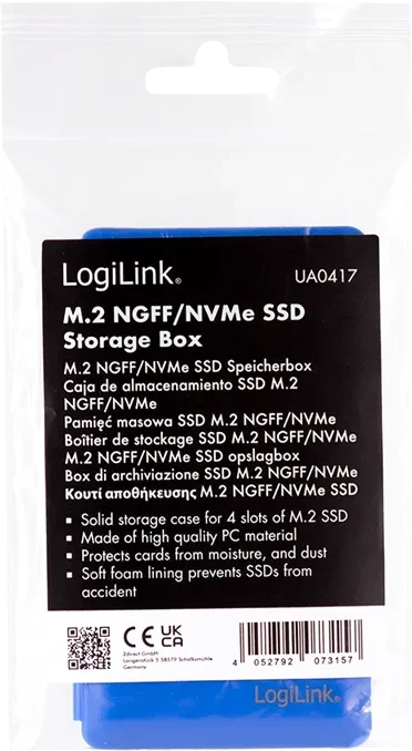 LogiLink SSD Schutz-Box, für 4x M.2 2280, 4x M.2, blau