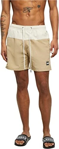 Urban Classics Block Badeshorts union beige/soft seagrass (Herren)