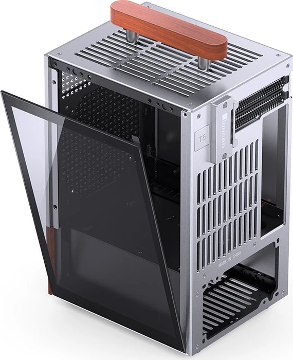 Jonsbo T6 Silver, silber/braun, Glasfenster, Mini-ITX