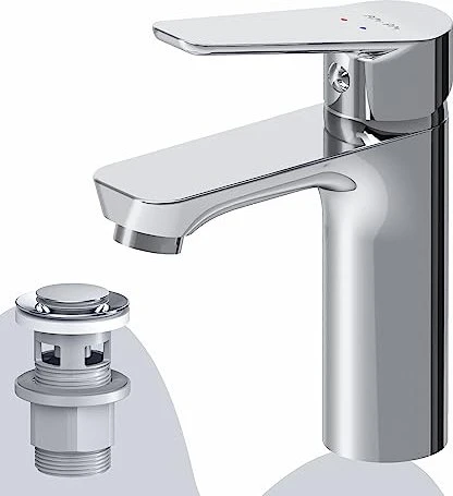 AM.PM Hit Waschbeckenarmatur mit Zugstange und Ablaufgarnitur chrom