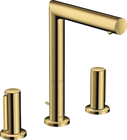 Hansgrohe Axor Uno 3-Loch Waschtischarmatur 200 mit Zerogriffen und Zugstangen-Ablaufgarnitur polished goldoptik