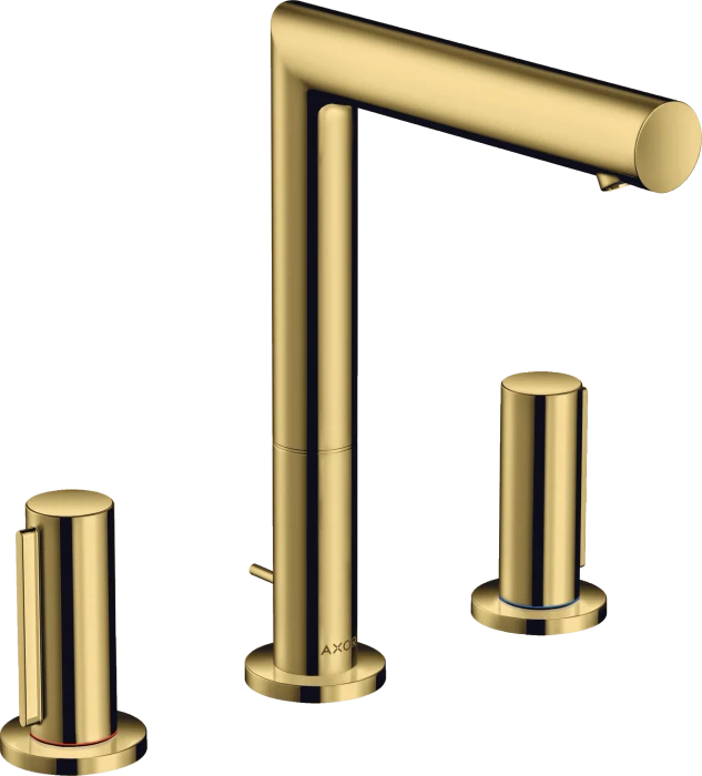 Hansgrohe Axor Uno 3-Loch Waschtischarmatur 200 mit Zerogriffen und Zugstangen-Ablaufgarnitur polished goldoptik