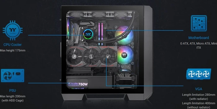 Thermaltake View 300 MX, schwarz, Glasfenster