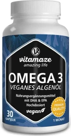 Vitamaze Omega 3 veganes Algenöl Kapseln, 30 Stück