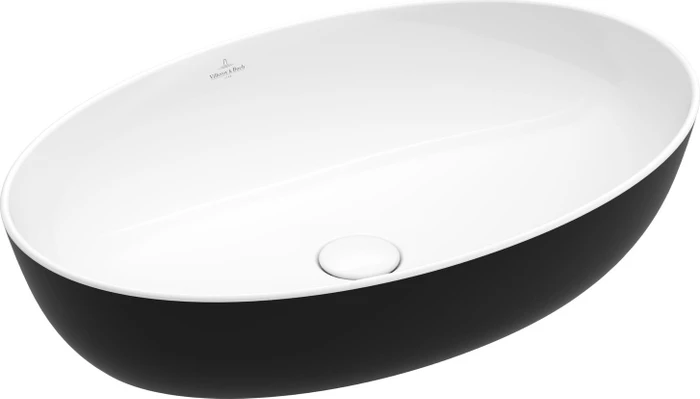 Villeroy & Boch Artis Aufsatzwaschbecken 610x410x130mm, ohne Hahnloch, ohne Überlauf, coal black