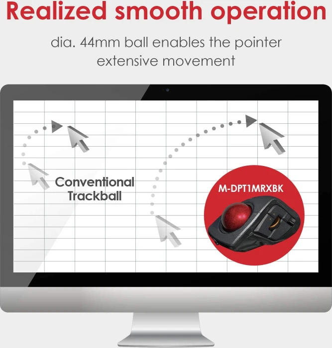 Elecom DEFT Pro M-DPT1MRBK Wireless Trackball schwarz/rote Kugel, Rechtshänder, USB/Bluetooth