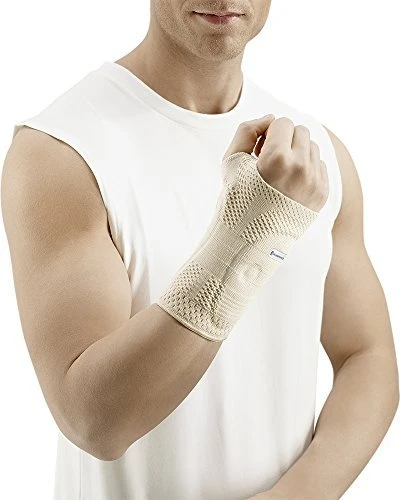 Bauerfeind ManuTrain Handgelenkbandage links Größe 4 beige/natur, 1 Stück