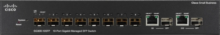 Cisco SG300 Desktop Gigabit Managed Switch, 8x SFP, 2x RJ-45/SFP