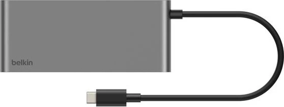 Belkin Connect USB-C 7-in-1 Multiport Hub Adapter, USB-C 3.0 [Stecker], grau