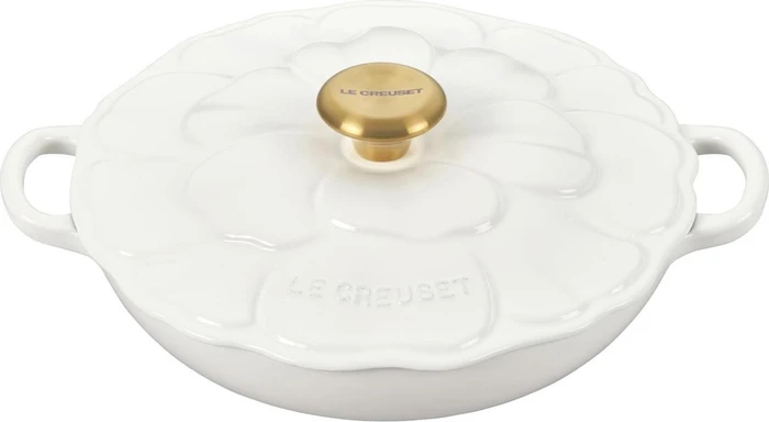 Le Creuset Gourmet-Profitopf Bräter Blume aus Gusseisen rund 26cm 2.2l white