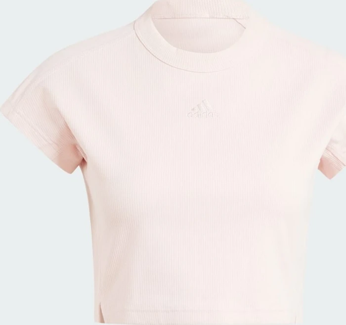adidas Lounge Ribbed Crop T-Shirt kurzarm sandy pink (Damen)