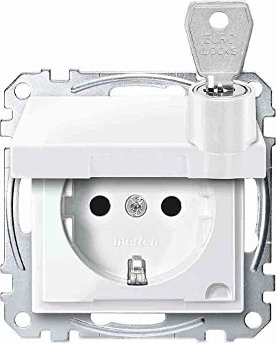 Merten System M SCHUKO-Steckdose Thermoplast brillant, polarweiß glänzend