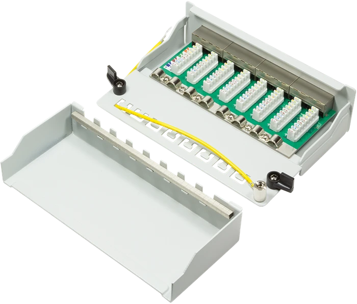 LogiLink Desktop Patchpanel Cat6a, für Tisch/Wand, 8-Port, grau