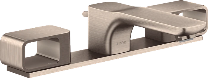 Hansgrohe Axor Urquiola 3-Loch Waschtischarmatur 50 mit Platte und Zugstangen-Ablaufgarnitur brushed nickel