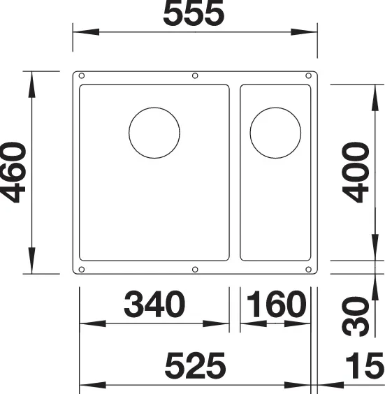 Blanco Subline 340/160-U Unterbau Becken links anthrazit