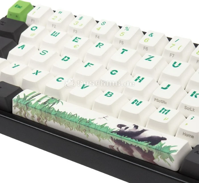 Ducky Miya Pro Panda Edition PBT, schwarz, Tasten weiß/grün, LEDs weiß, MX SPEED Silver, USB, DE