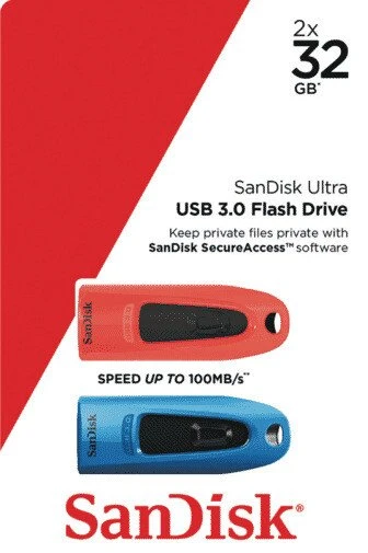 SanDisk Ultra 32GB rot/blau, USB-A, USB 3.2 Gen 1×1, 2er-Pack