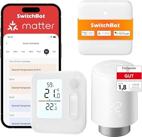 SwitchBot Smart Heizkörperthermostat mit Thermostat Steuerung, Set