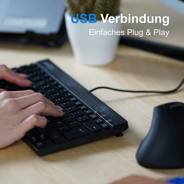 Perixx Periboard-326 Mini, LEDs weiß, schwarz, USB, DE