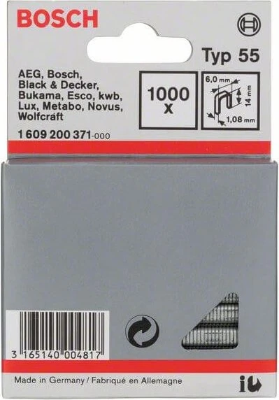 Bosch Professional Typ 55 Tacker-Klammern, 14x6mm, 1000 Stück