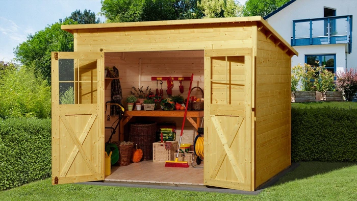 Weka 325 254x194cm Gerätehaus eiche hell lasiert