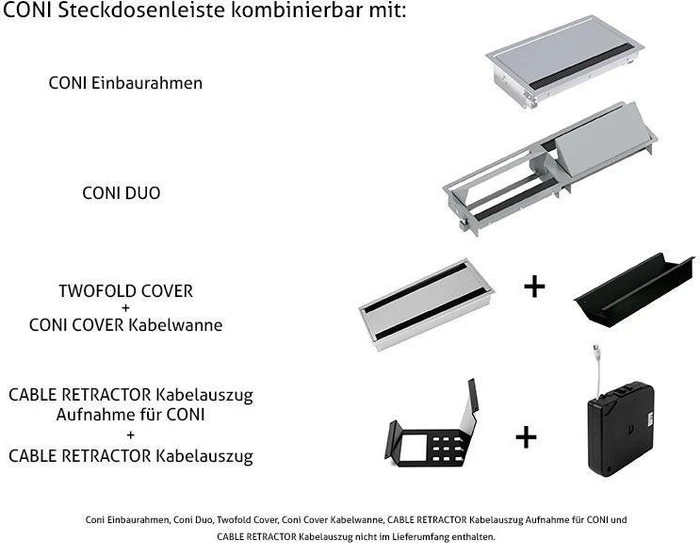Bachmann Steckdoseneinheit Coni, 3-fach, silber/anthrazit