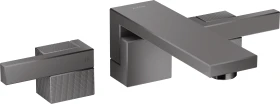 Hansgrohe AXOR Edge 3-Loch Waschtischarmatur Unterputz für Wandmontage mit Auslauf 190 mm und Push-Open Ablaufgarnitur diamantschliff polished black chrome