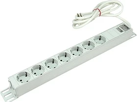 Rittal Steckdosenleiste, 7-fach, inkl. Anschlusskabel, ohne Stecker, 2m, grau