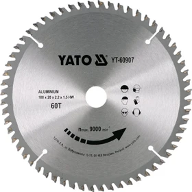 Yato YT-60907 Kreissägeblatt 60Z, 180x1.5x20mm, 1 Stück