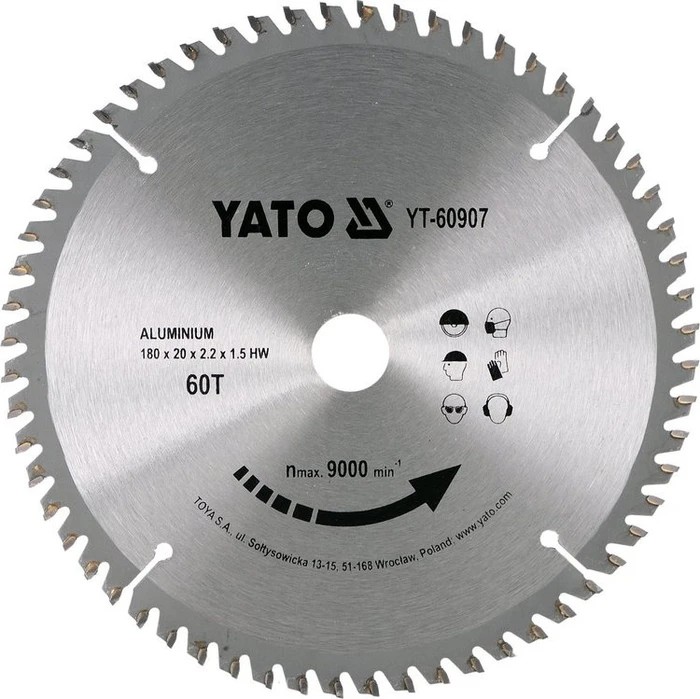 Yato YT-60907 Kreissägeblatt 60Z, 180x1.5x20mm, 1 Stück