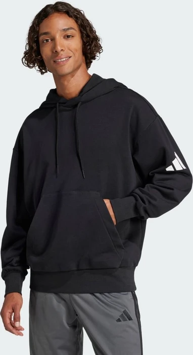 adidas Essentials Loose-Fit 3-Streifen Logo French Terry Hoodie schwarz/weiß (Herren)