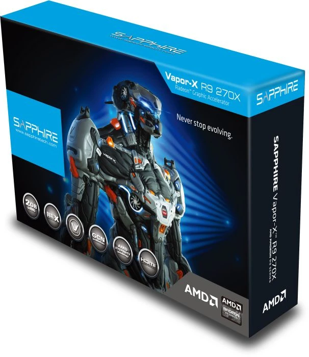 Sapphire Vapor-X Radeon R9 270X OC, 2GB GDDR5, 2x DVI, HDMI, DP, lite retail