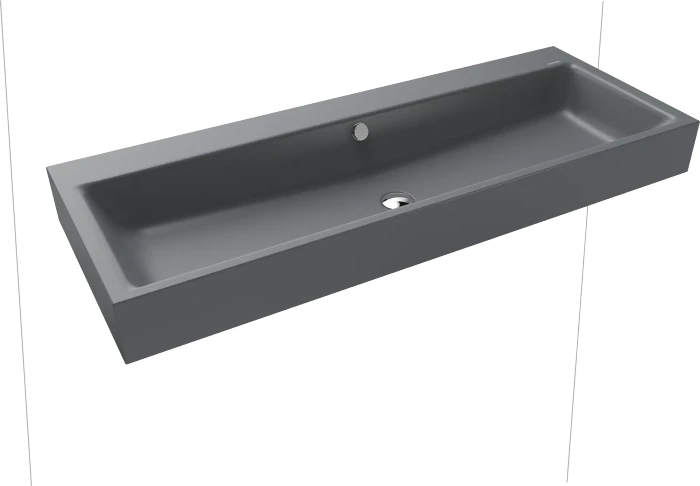 Kaldewei Puro Wand-Doppelwaschtisch 120x46cm mit Überlauf, Perl-Effekt, cool grey 70