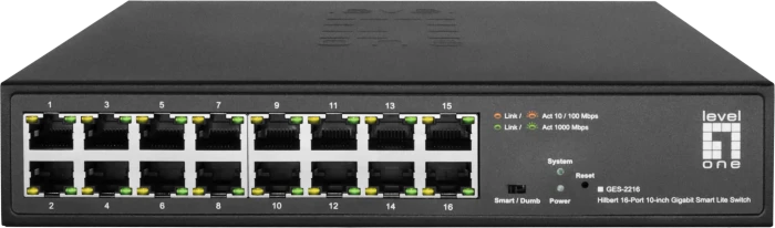 LevelOne GES Rackmount Gigabit Smart Switch, 16x RJ-45