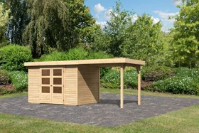 Karibu Askola 4 Gartenhaus inkl. Anbau 2.4m natur