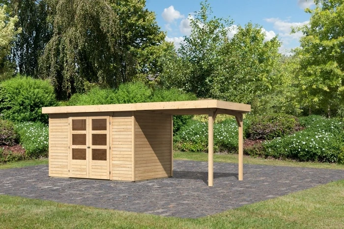 Karibu Askola 4 Gartenhaus inkl. Anbau 2.4m natur