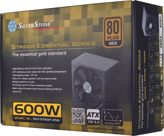 SilverStone Strider Essential Series Gold 600W, ATX 2.3