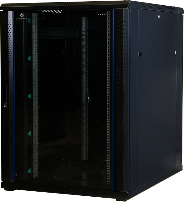 Rockstable 19" Serverschrank 22HE, Sicherheitsglastür, IP2X, schwarz, 1000mm tief