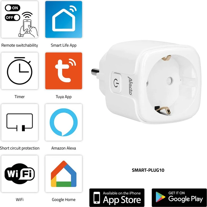 Nedis Smart WiFi Steckdose, 3680W, 16A, Typ F, Smart-Steckdose