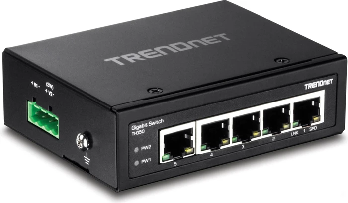 TRENDnet TI Hardened Industrial Railmount Gigabit Switch, 5x RJ-45