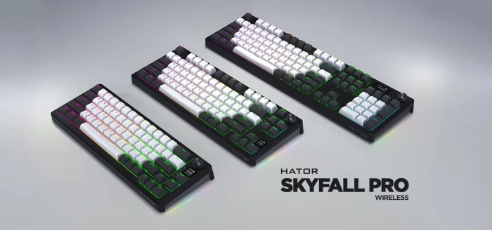 Hator Skyfall 100 Pro Wireless, weiß/schwarz, LEDs RGB, Aurum Vanila Silent, USB/Bluetooth, DE