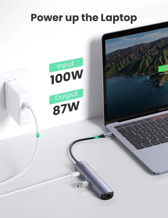 Ugreen CM418 Ultraflacher 5-in-1-USB-C-Hub, USB-C 3.0 [Stecker]