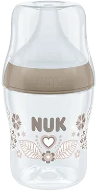 NUK Perfect Match Trinkflasche mit weichem Silikon-Trinksauger, 3+M, 150ml, beige
