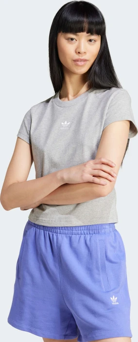 adidas Essentials Slim T-Shirt kurzarm medium grey heather (Damen)