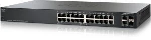 Cisco SF200 Rackmount Smart Switch, 24x RJ-45, 2x RJ-45/SFP, 100W PoE