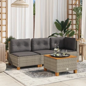 vidaXL Eck-Gartensofa mit Kissen grau