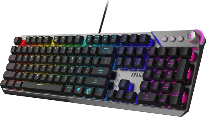 MSI STRIKE 600 V2 Silent Gaming Keyboard, LEDs RGB, Kailh Midnight Pro Silent Tactile, USB, UK