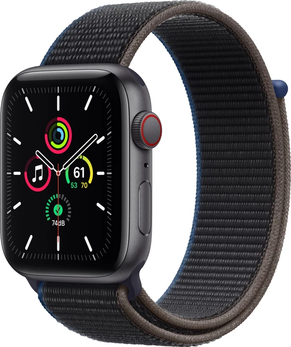 Apple Watch SE (GPS + Cellular) 44mm space grau mit Sport Loop kohlegrau