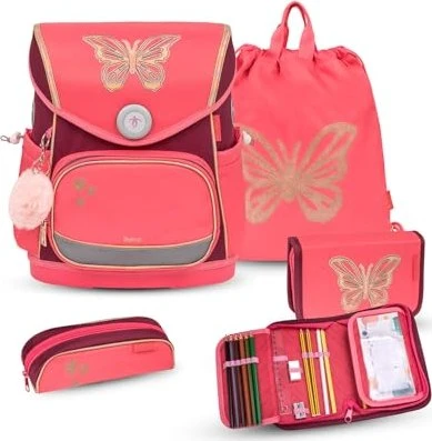 Belmil Premium Compact Plus Coral Schultaschen-Set, 5-tlg.