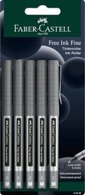 Uni-Ball Eye Fine UB-157 Tintenroller (Mine) schwarz/transparent, 5er-Pack